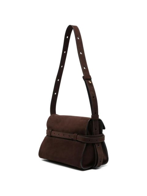 Moschino buckle suede cross body bag - Brown