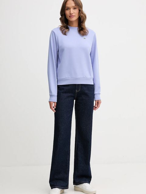 Lacoste bluza bawełniana damska kolor niebieski gładka SF5270