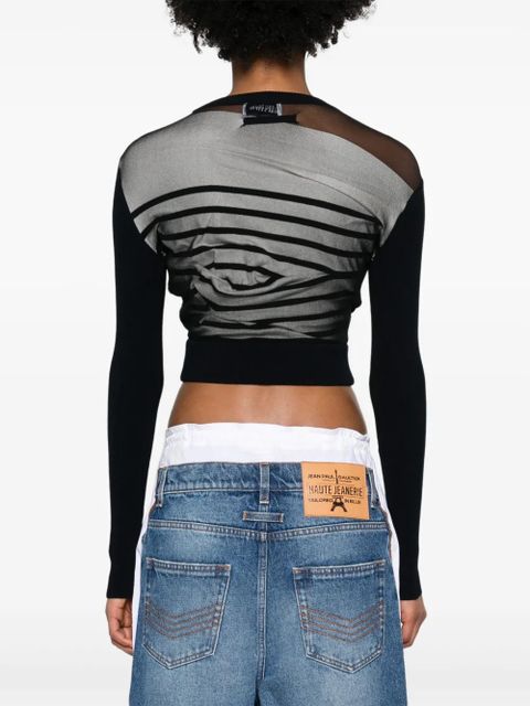 Jean Paul Gaultier Marinère layered cropped jumper - Black