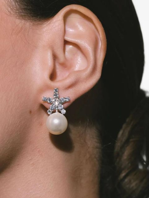Jennifer Behr Novella crystal pearl earrings - Silver
