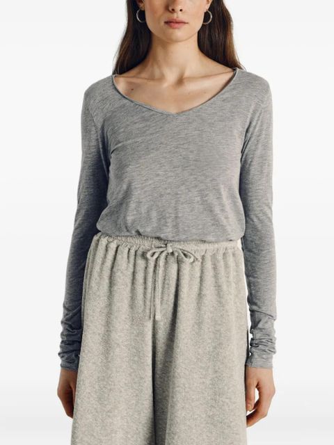 American Vintage Jacksonville V-neck long-sleeved T-shirt - Grey - zdjęcie produktu nr 1