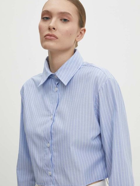 Answear.LAB koszula bawełniana damska kolor niebieski relaxed z kołnierzykiem klasycznym