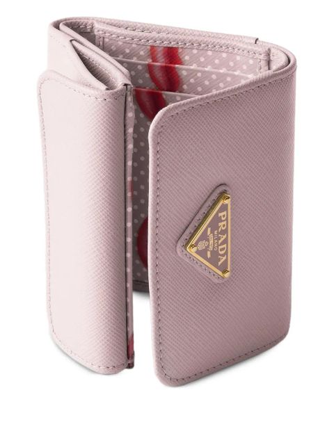 Prada small triangle-logo leather wallet - Pink