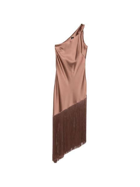 PINKO one-shoulder fringed dress - Brown - zdjęcie produktu nr 1