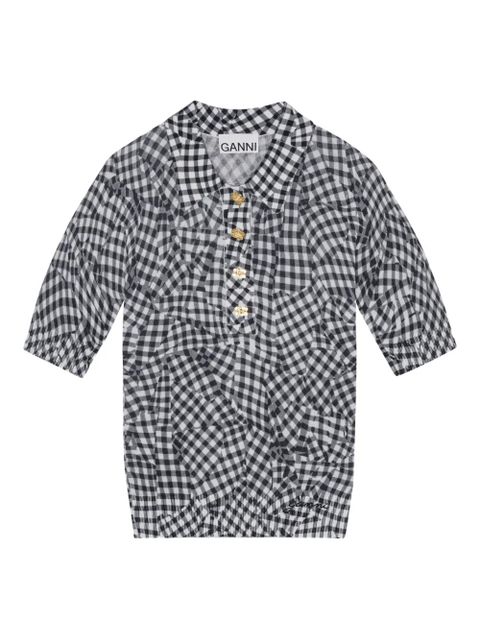 GANNI patterned-jacquard top - Black - zdjęcie produktu nr 1