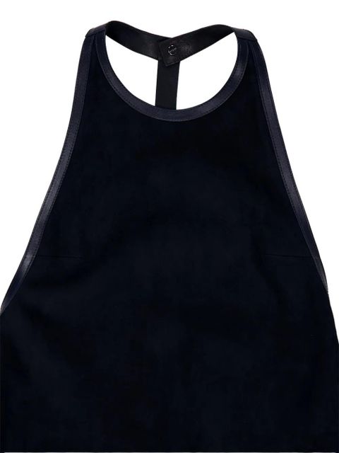 Gucci halterneck leather-trimmed suede mini dress - Blue