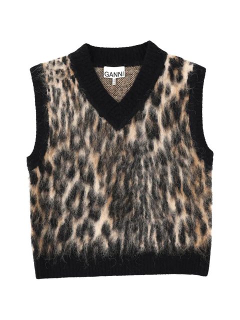 GANNI V-neck knitted vest - Black - zdjęcie produktu nr 1