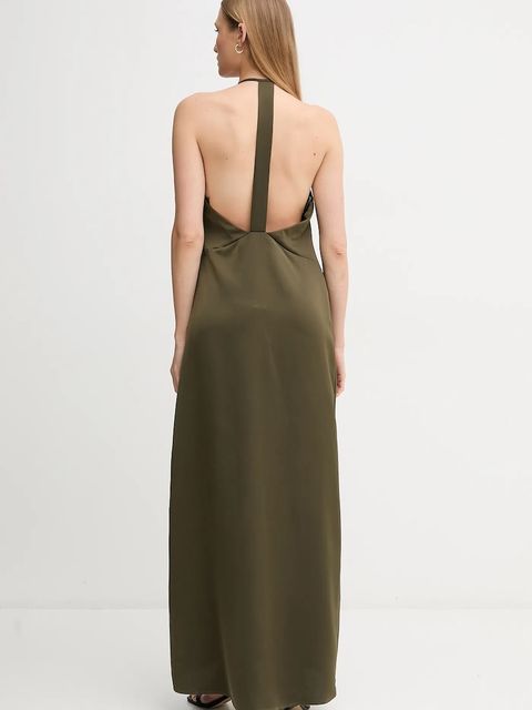 Sandro Ferrone sukienka kolor zielony maxi rozkloszowana S18XBERUDRA