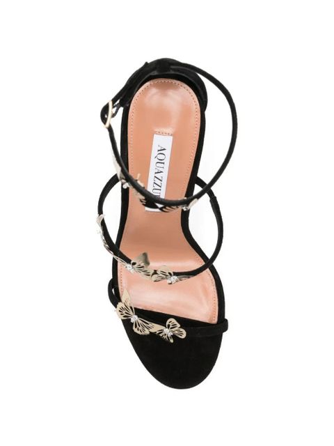 Aquazzura butterfly-embellished heeled sandals - Black