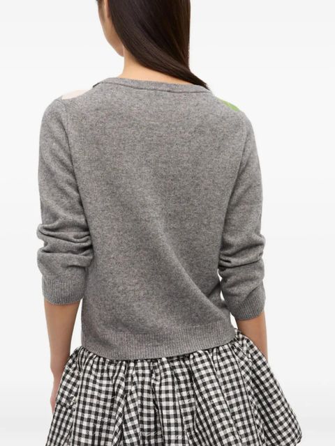 GANNI argyle-pattern cardigan - Grey