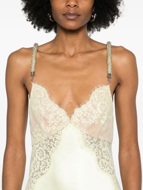 Self-Portrait lace-detail satin maxi dress - Yellow - zdjęcie produktu nr 2