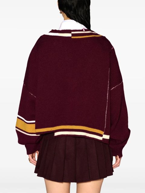 AMBUSH raw-cut striped jumper - Red