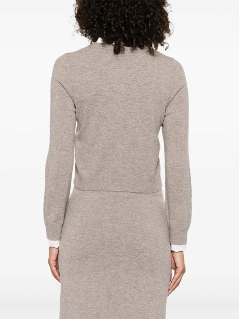 SANDRO lace-trimmed cardigan - Neutrals