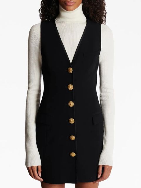 Balmain V-neck button-front minidress - Black