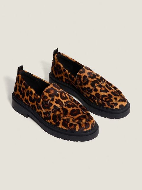 Hoff mokasyny skórzane LEOPARD MARRON damskie kolor brązowy na płaskim obcasie 22428004 SCHOOL