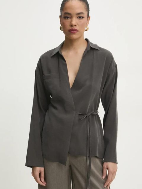 Answear.LAB bluzka damska kolor szary gładka - zdjęcie produktu nr 1