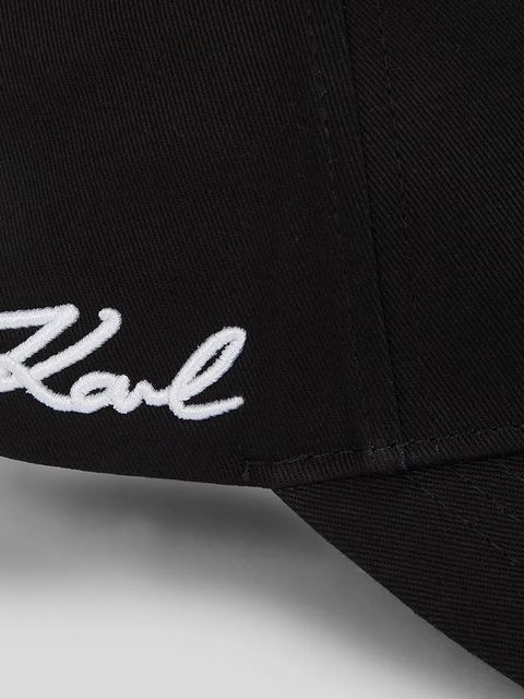 Karl Lagerfeld czapka z daszkiem bawełniana K/SIGNATURE kolor czarny gładka A3W33018