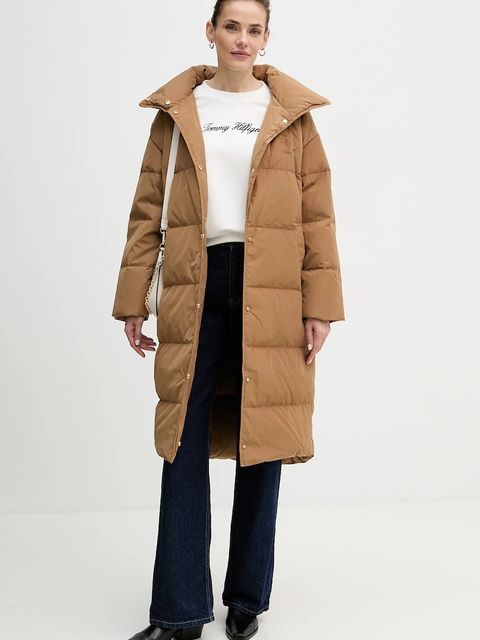 Tommy Hilfiger torebka skórzana kolor beżowy AW0AW18143