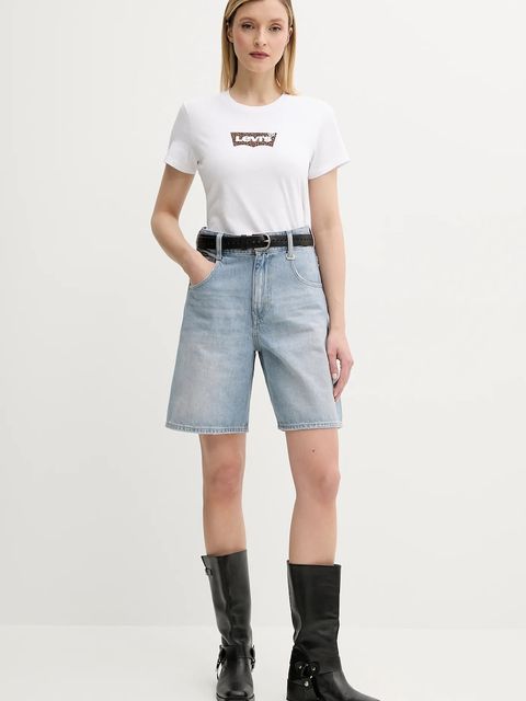 G-Star szorty jeansowe damskie kolor niebieski gładkie high waist D26582-D943 - zdjęcie produktu nr 2