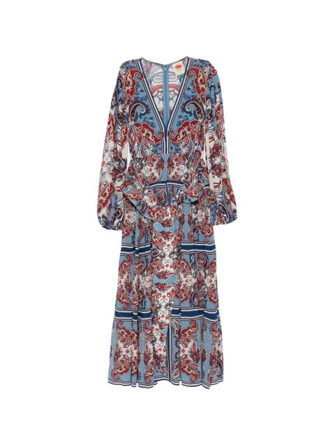 FARM Rio Paisley Scarf tie-waist maxi dress - Blue - zdjęcie produktu nr 1