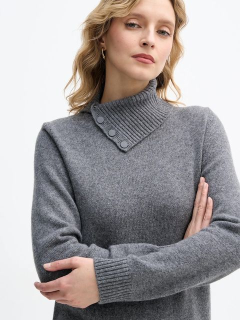 United Colors of Benetton sukienka z dodatkiem wełny kolor szary midi dopasowana 1444DV02F