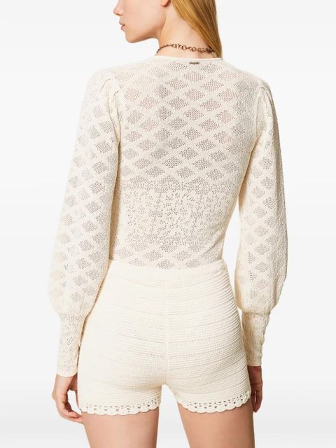 TWINSET crochet-knit shorts - Neutrals