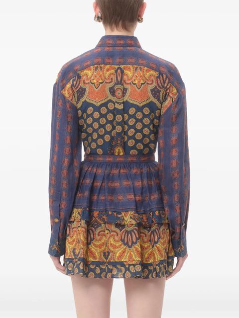 Valentino Garavani Medaglioni Voyage Imaginaire linen shirt - Blue