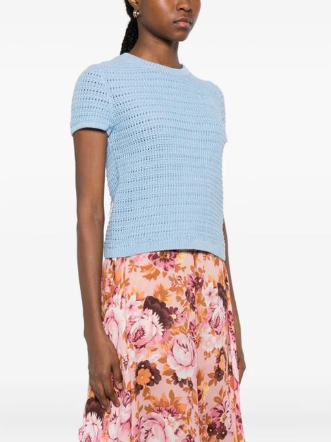 Chloé crochet-knit T-shirt - Blue - zdjęcie produktu nr 2
