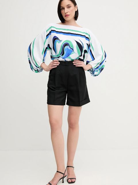 Tommy Hilfiger szorty z domieszką lnu damskie kolor czarny gładkie high waist WW0WW44767