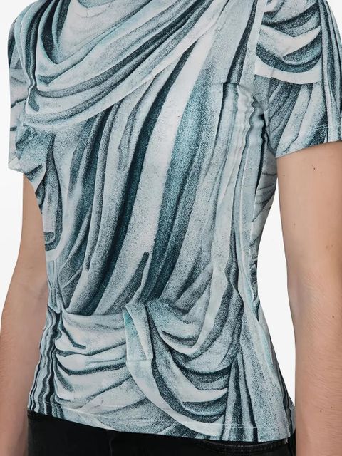 Rabanne trompe l'oeil-print T-shirt - Blue