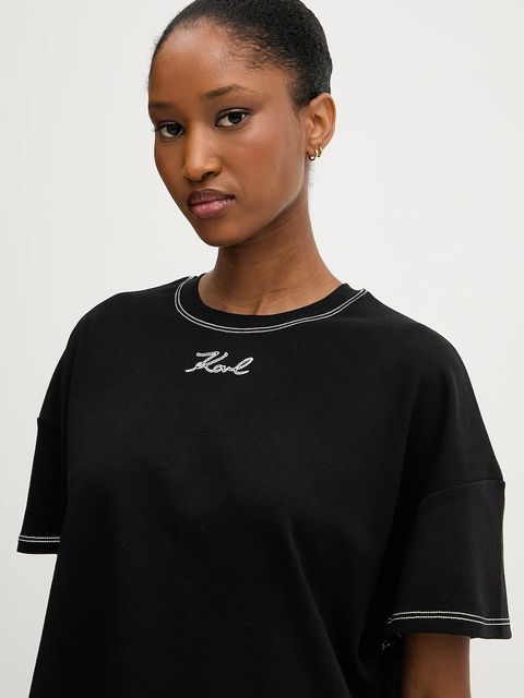 Karl Lagerfeld t-shirt bawełniany damski kolor czarny A3W17019