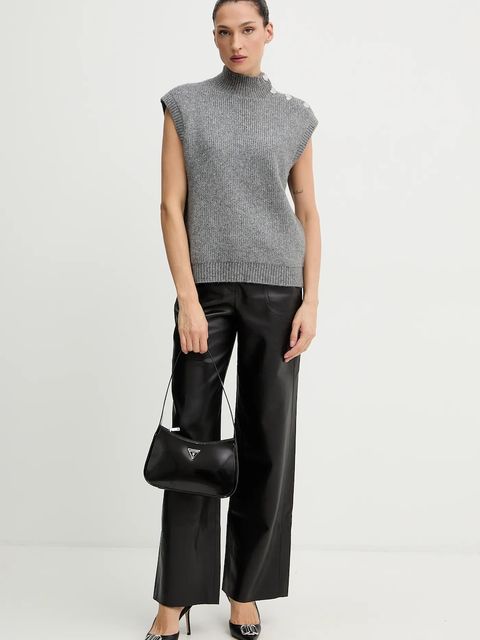 Morgan kamizelka z domieszką wełny damski kolor szary z półgolfem MSARA - zdjęcie produktu nr 2