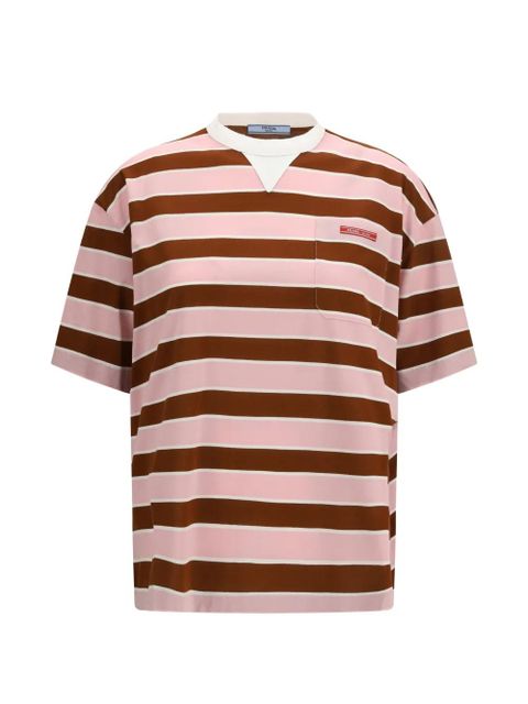 Prada Striped filo di scozia t-shirt - Pink - zdjęcie produktu nr 1