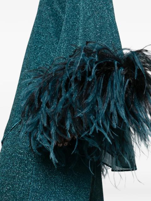 Oséree Lumiere PLumage feather-trim shirt - Green