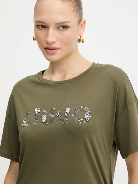Liu Jo t-shirt bawełniany damski kolor zielony MF5347 JS923