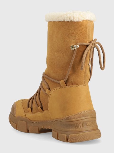 Love Moschino śniegowce zamszowe kolor beżowy - zdjęcie produktu nr 2