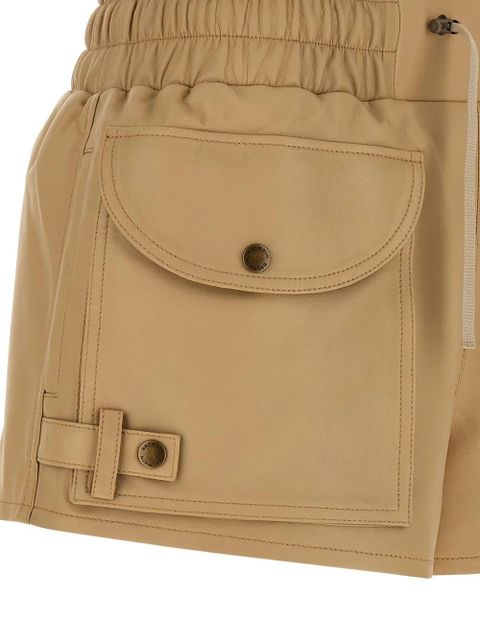 Balmain cargo-pocket leather shorts - Neutrals