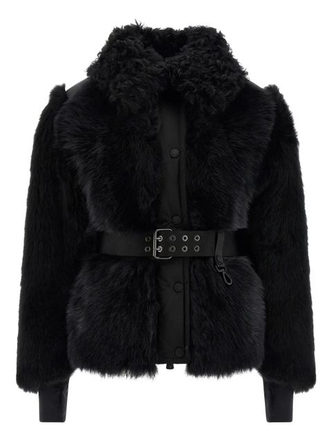 Moncler Grenoble Valdivian shearling belted-waist faux-fur jacket - Black - zdjęcie produktu nr 1