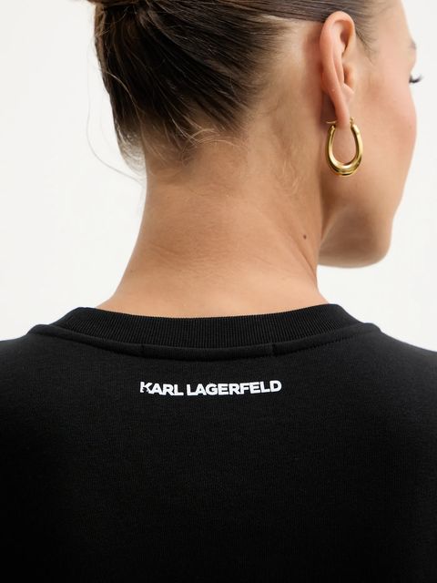 Karl Lagerfeld bluza IKON SIGNATURE damska kolor czarny z nadrukiem B1W20031