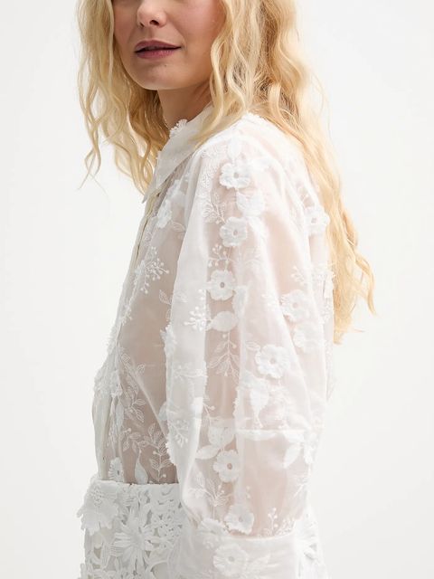 MUNTHE koszula PUST damska kolor biały regular z kołnierzykiem klasycznym 252101725225