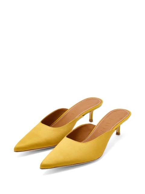 STAUD 50mm leather heeled mules - Yellow - zdjęcie produktu nr 2