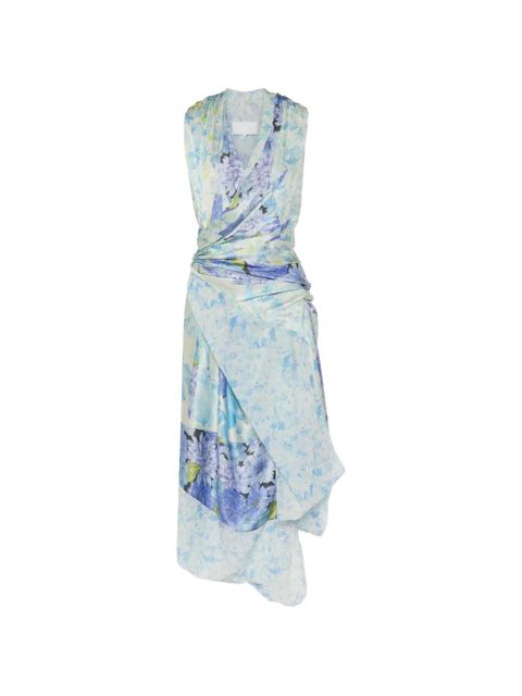 Maison Margiela floral draped midi dress - Blue - zdjęcie produktu nr 1
