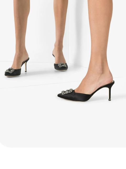 Manolo Blahnik Hangisi 70mm appliqué mules - Black - zdjęcie produktu nr 2