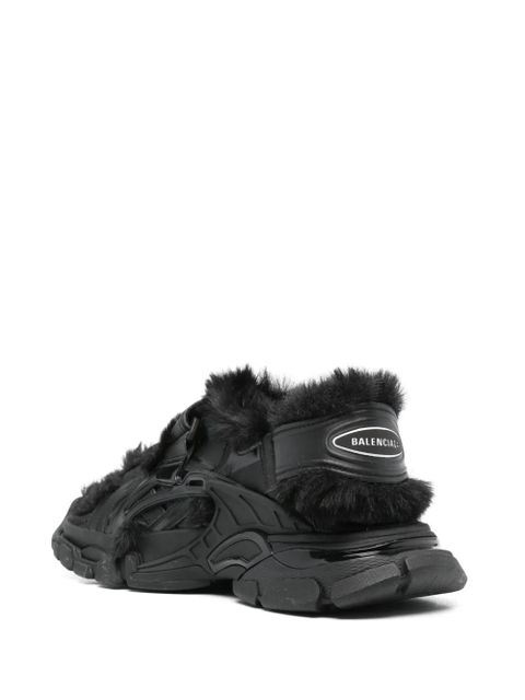 Balenciaga faux-fur Track sandals - Black