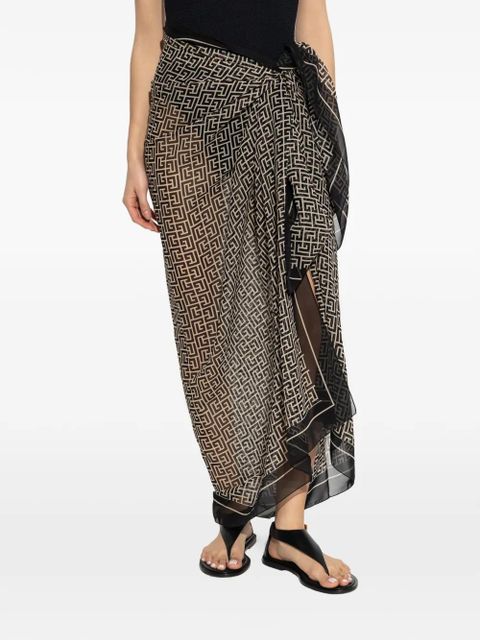 Balmain patterned pareo - Black