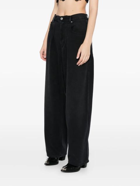 ISABEL MARANT pleated faded jeans - Black