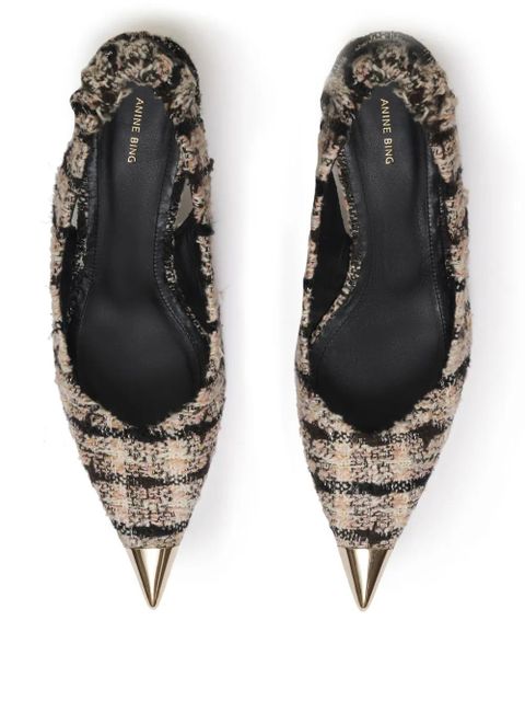 ANINE BING Nina 50mm tweed pumps - Neutrals