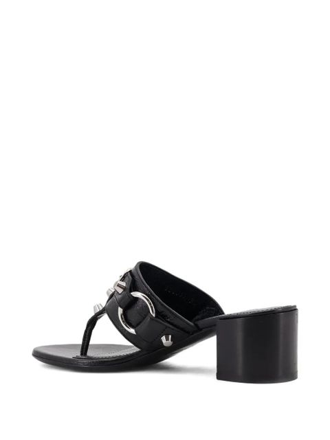 Balenciaga 50mm studs buckle leather heeled sandals - Black
