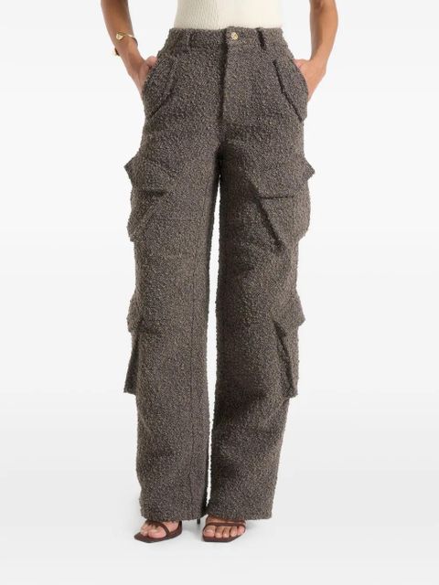 Manière De Voir Anne high-waisted boucle-effect cargo pants - Brown