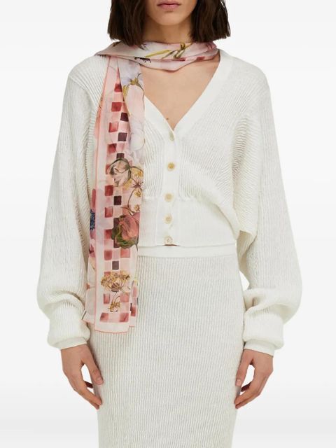 Ferragamo Fiori-print silk scarf - Pink